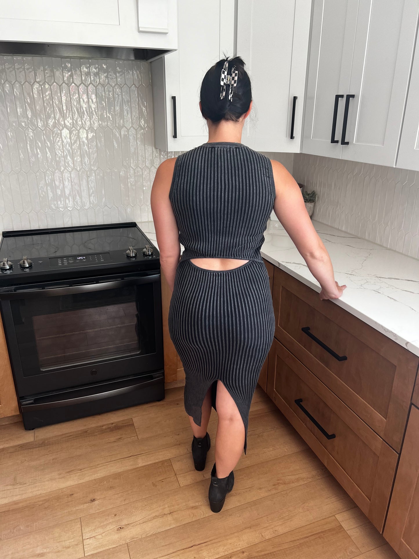 Ribbed Open Back Dress