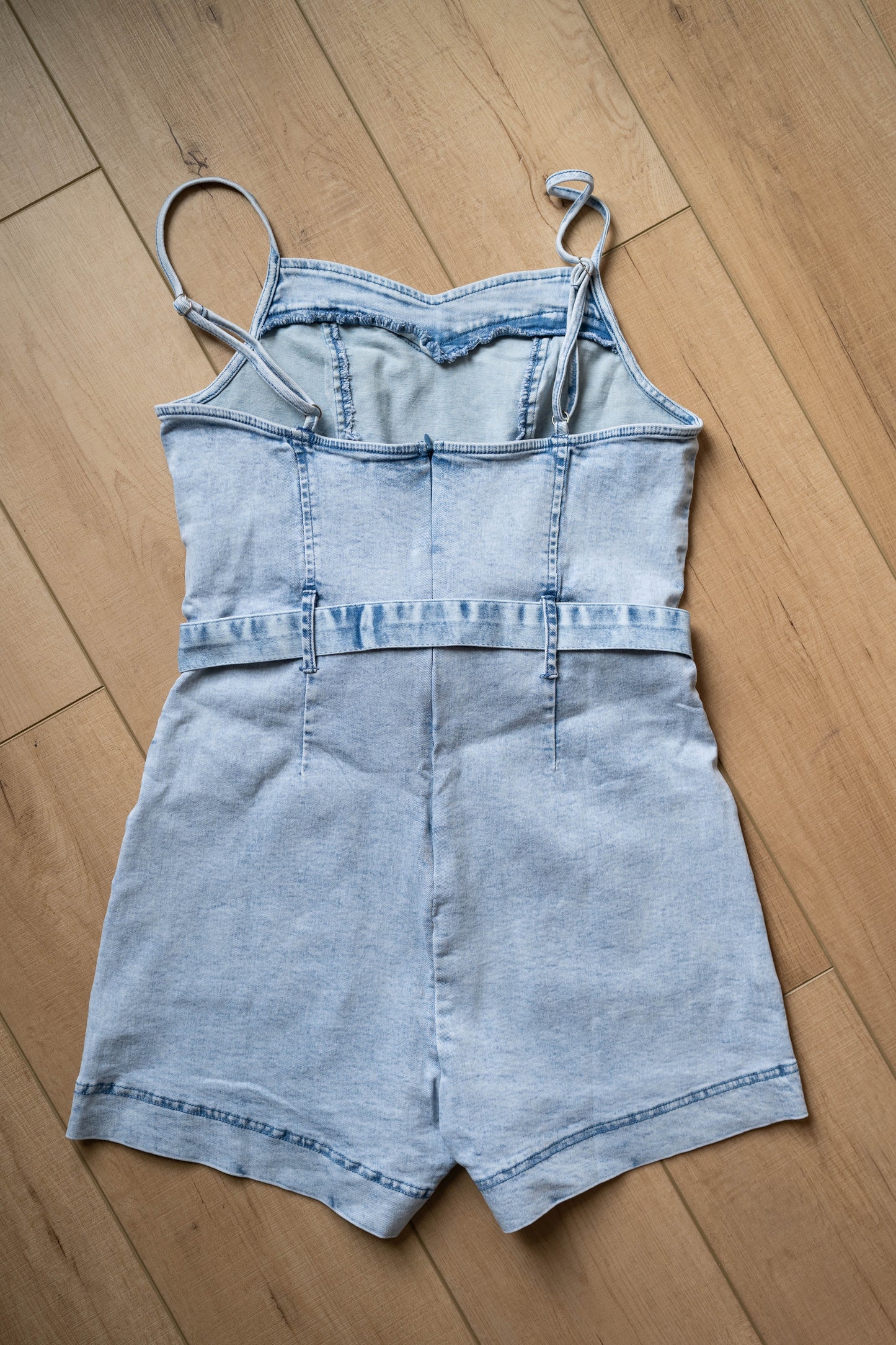 Belted Denim Romper