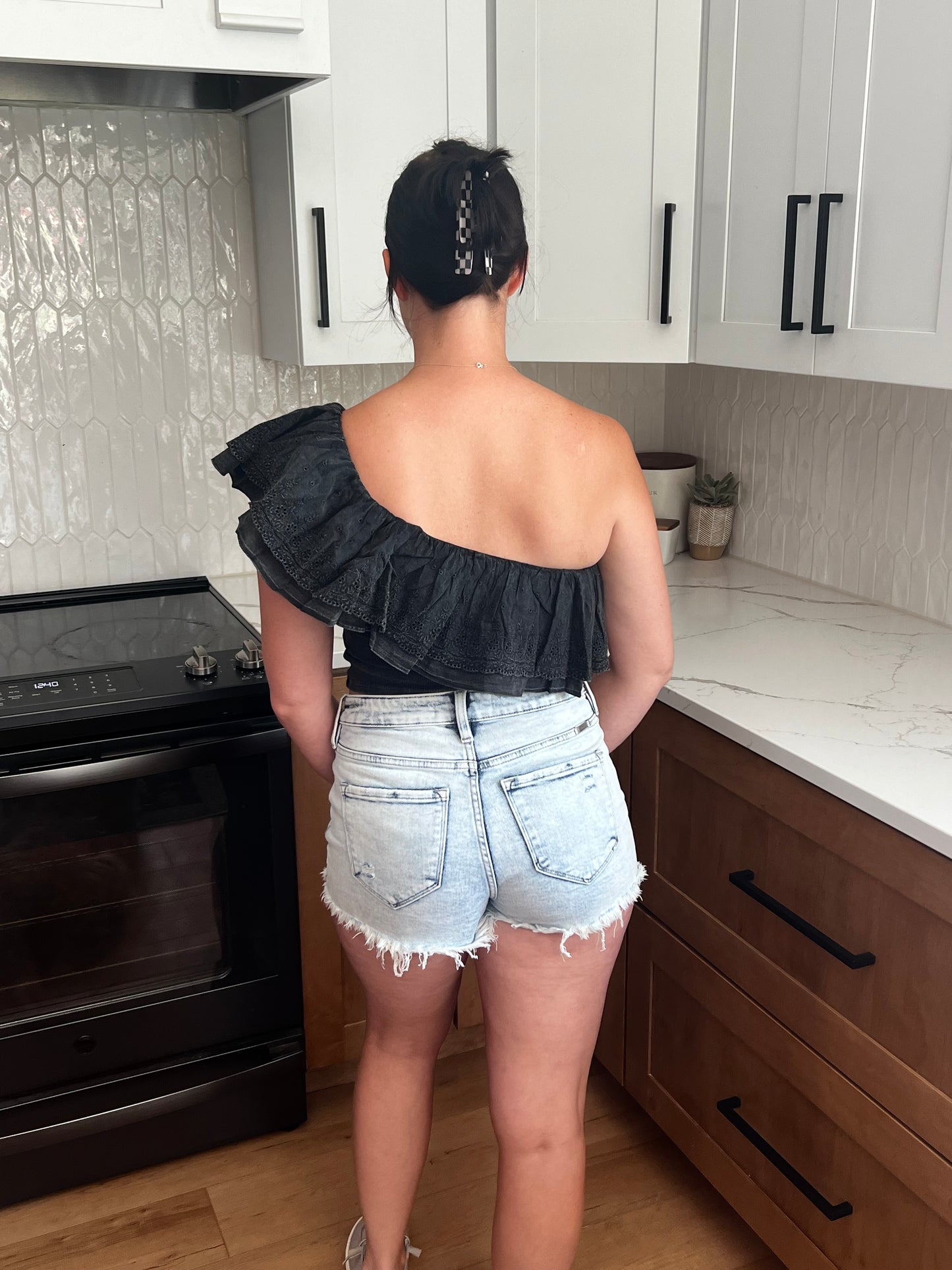 Ruffled One Shoulder Top