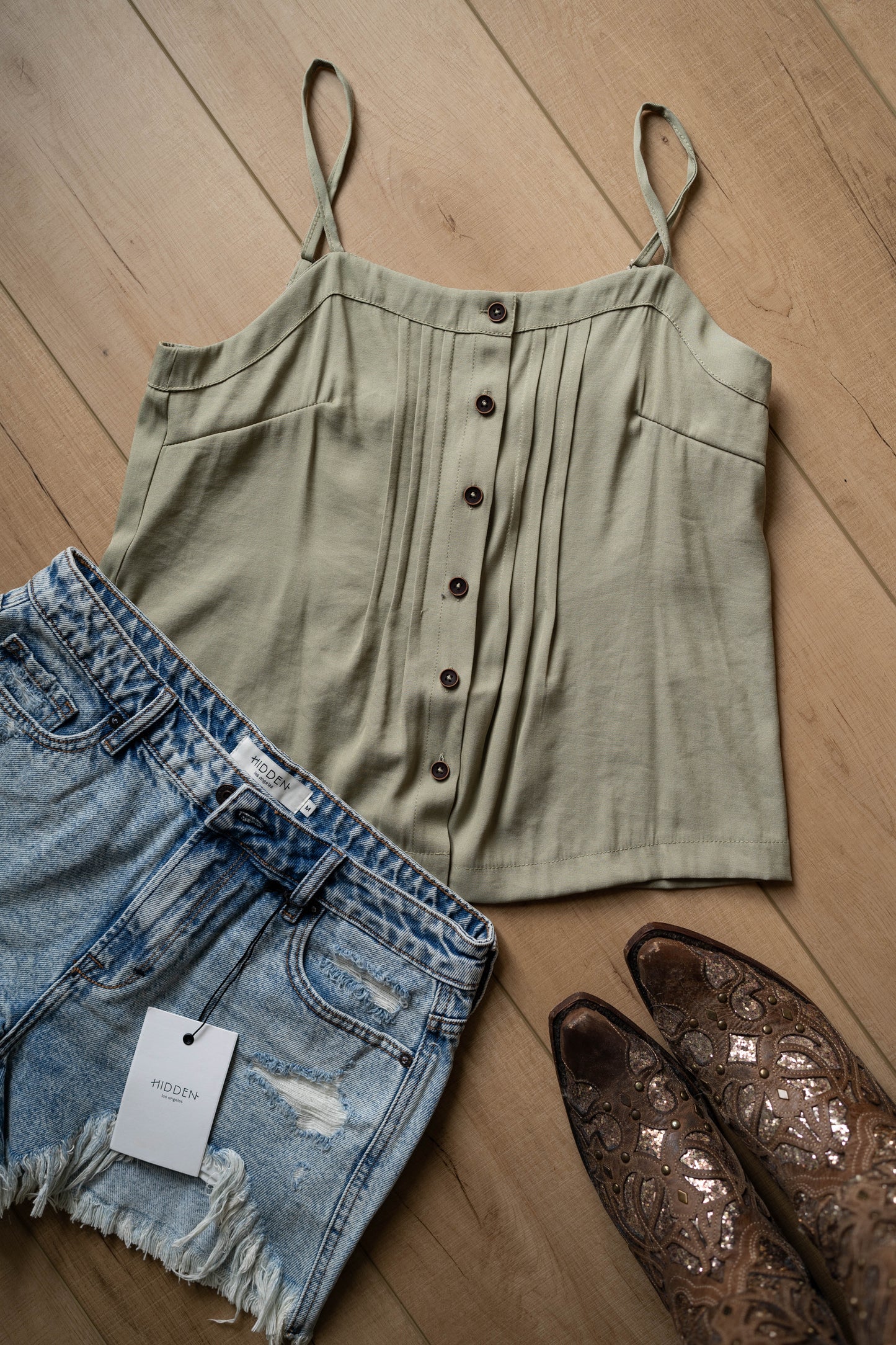 Green Button Up Camisole