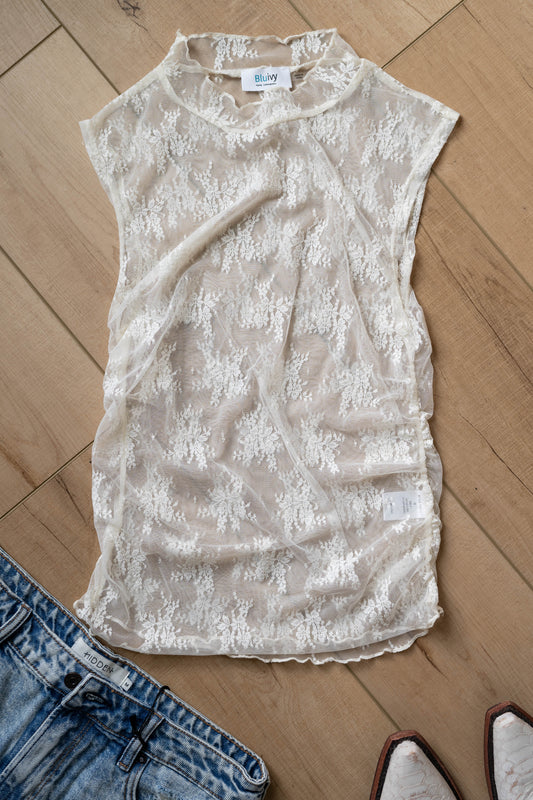 Sheer Floral Muscle Tank